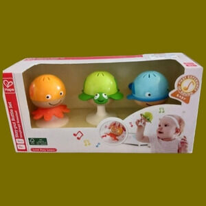 Hape put-stay rattle set 3 sea animal suction 0 and up